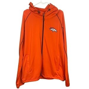 NFL Denver Broncos Orange Zip Up Hoodie Jacket Large
